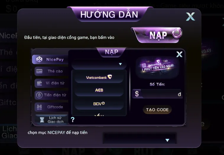 Nạp tiền qua tài khoản ngân hàng an toàn bảo mật - hỗ trợ tất cả các liên kết ngân hàng.