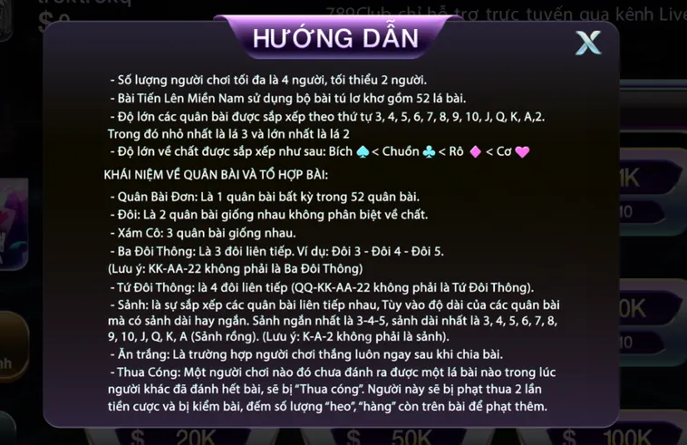Trải Nghiệm Tiến Lên Miền Nam tại 789Club Đẳng Cấp Nhất Mọi Thời Đại